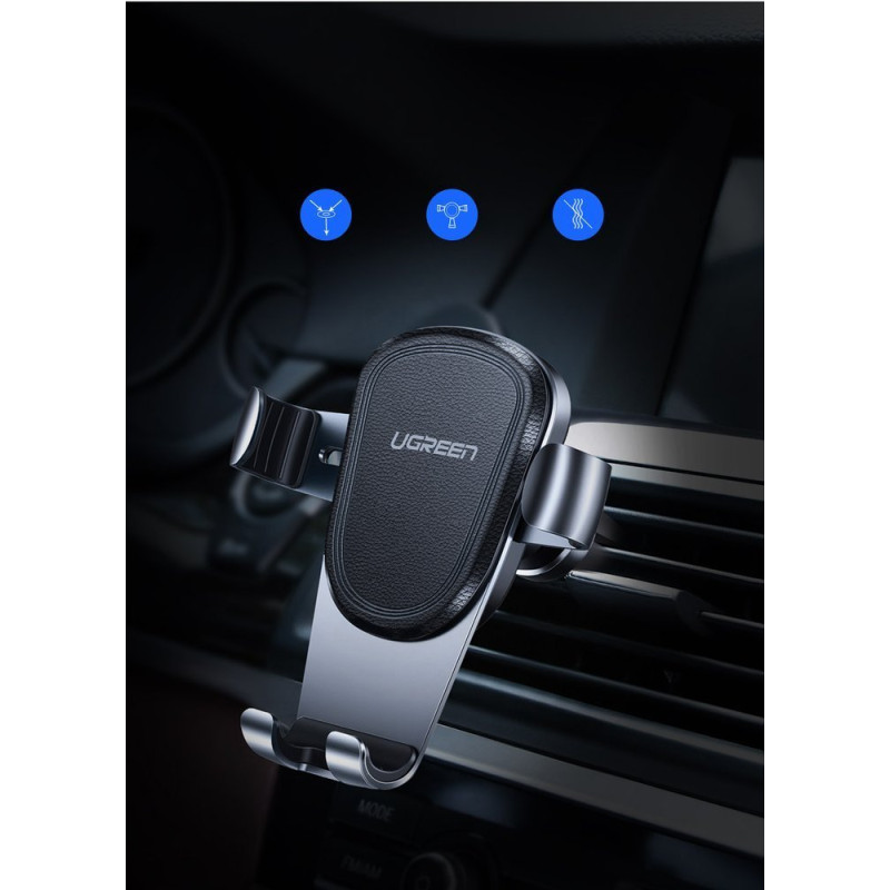 Ugreen gravitacijos automobilio ventiliacijos angos laikiklis pilkas (50564)