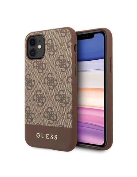 Guess 4G Stripe Collection dėklas, skirtas iPhone 11 / Xr - rudas Guess 4G Stripe Collection dėklas, skirtas iPhone 11 / Xr - rudas