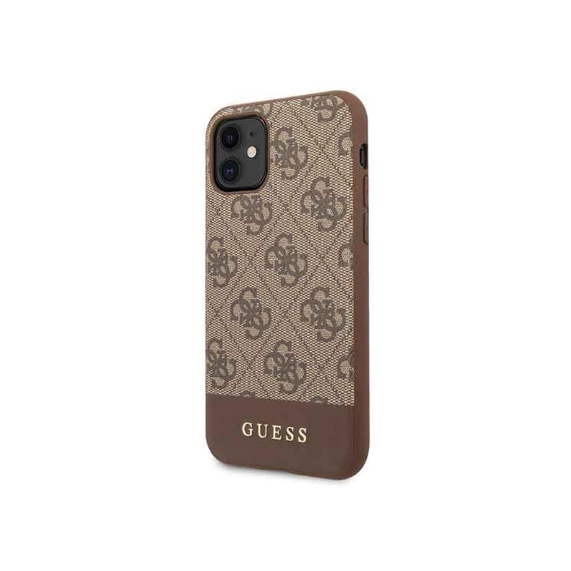 Guess 4G Stripe Collection dėklas, skirtas iPhone 11 / Xr - rudas