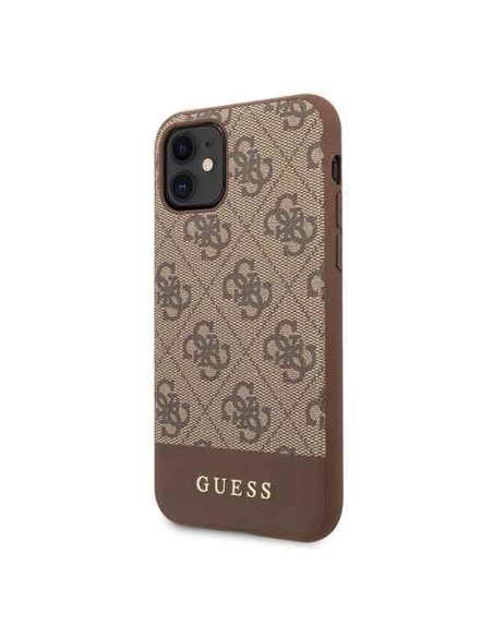 Guess 4G Stripe Collection dėklas, skirtas iPhone 11 / Xr - rudas Guess 4G Stripe Collection dėklas, skirtas iPhone 11 / Xr - rudas