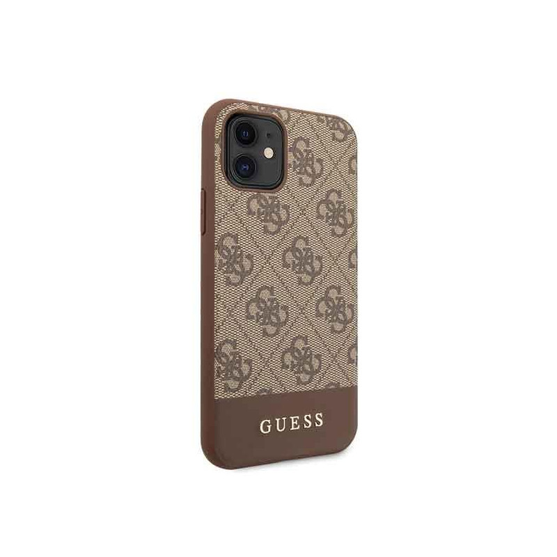 Guess 4G Stripe Collection dėklas, skirtas iPhone 11 / Xr - rudas