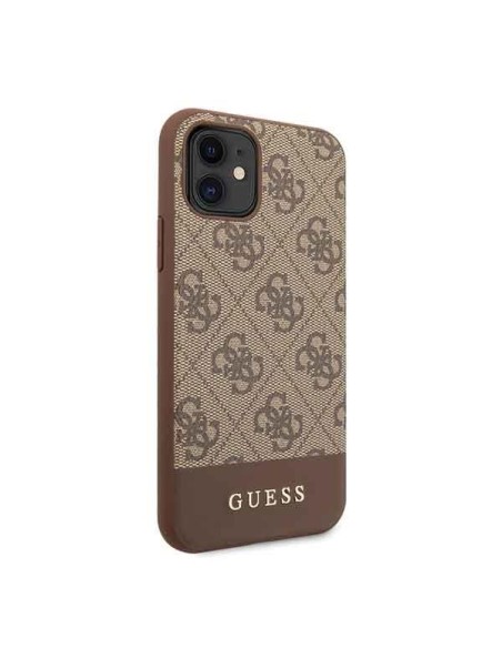 Guess 4G Stripe Collection dėklas, skirtas iPhone 11 / Xr - rudas Guess 4G Stripe Collection dėklas, skirtas iPhone 11 / Xr - rudas