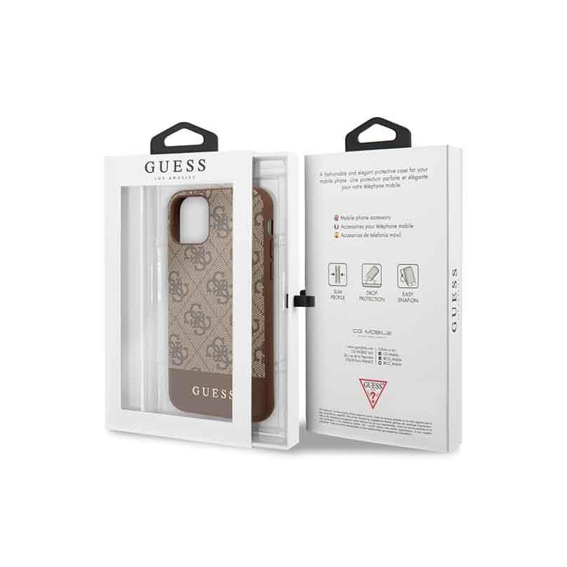 Guess 4G Stripe Collection dėklas, skirtas iPhone 11 / Xr - rudas