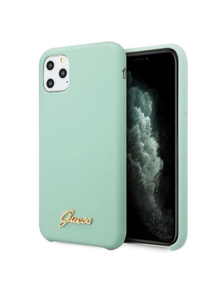 Guess Silicone Vintage Gold Logo dėklas, skirtas iPhone 11 Pro Max - žalias Guess Silicone Vintage Gold Logo dėklas, skirtas iPhone 11 Pro Max - žalias