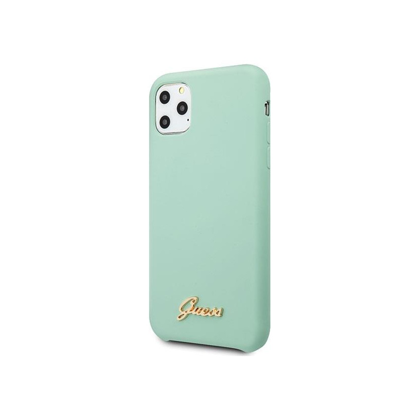 Guess Silicone Vintage Gold Logo dėklas, skirtas iPhone 11 Pro Max - žalias