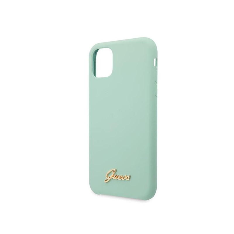 Guess Silicone Vintage Gold Logo dėklas, skirtas iPhone 11 Pro Max - žalias