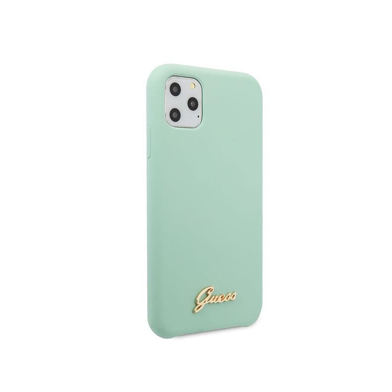 Guess Silicone Vintage Gold Logo dėklas, skirtas iPhone 11 Pro Max - žalias