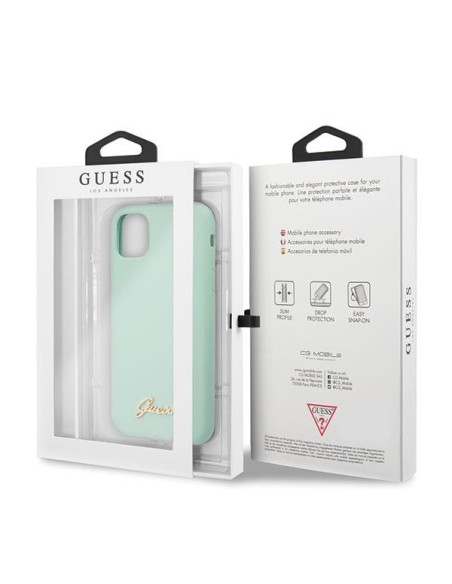 Guess Silicone Vintage Gold Logo dėklas, skirtas iPhone 11 Pro Max - žalias Guess Silicone Vintage Gold Logo dėklas, skirtas iPhone 11 Pro Max - žalias