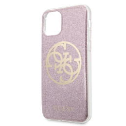 Guess 4G Circle Glitter dėklas, skirtas iPhone 11 Pro Max - rožinis