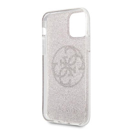 Guess 4G Circle Glitter dėklas, skirtas iPhone 11 Pro Max - rožinis