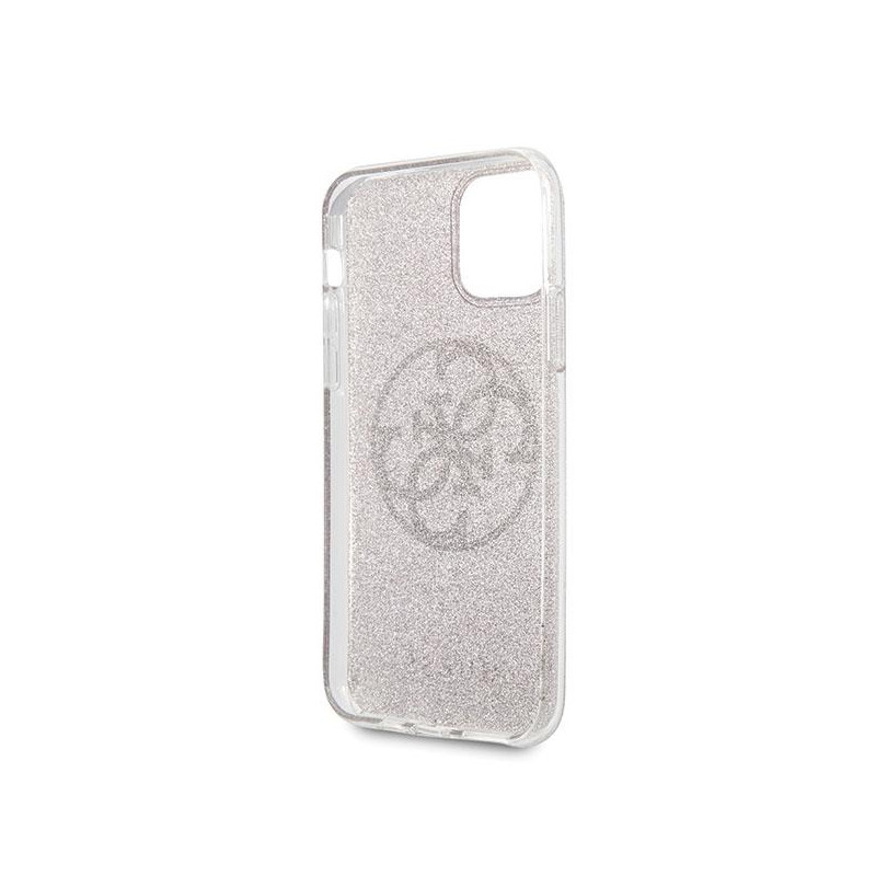 Guess 4G Circle Glitter dėklas, skirtas iPhone 11 Pro Max - rožinis