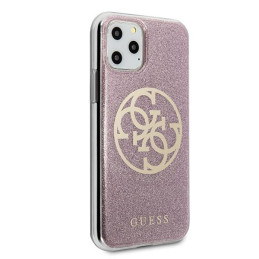 Guess 4G Circle Glitter dėklas, skirtas iPhone 11 Pro Max - rožinis
