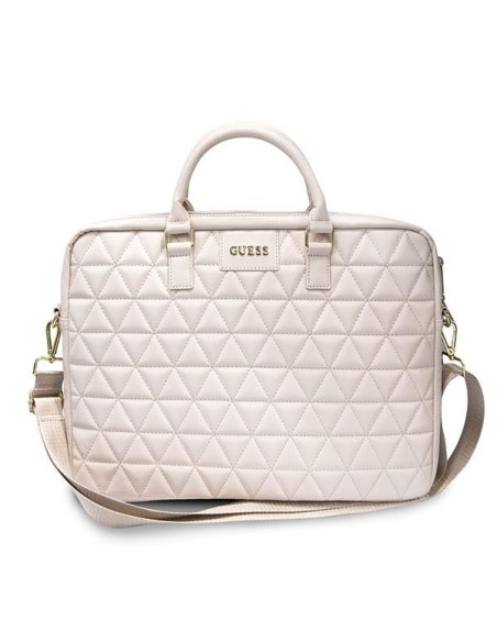 Guess dygsniuotas krepšys 16" nešiojamam kompiuteriui - rožinis Guess dygsniuotas krepšys 16" nešiojamam kompiuteriui - rožinis