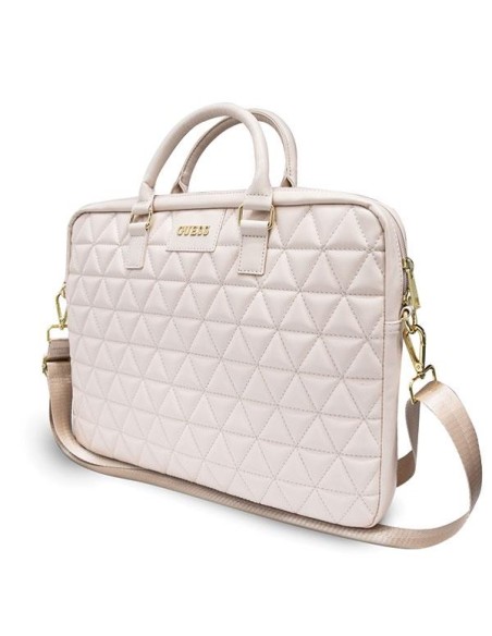 Guess dygsniuotas krepšys 16" nešiojamam kompiuteriui - rožinis Guess dygsniuotas krepšys 16" nešiojamam kompiuteriui - rožinis
