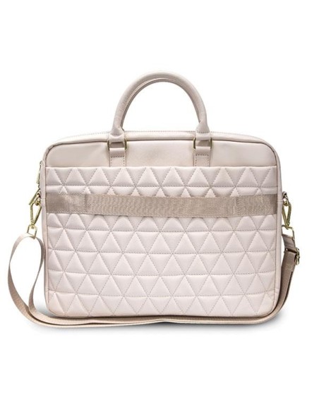 Guess dygsniuotas krepšys 16" nešiojamam kompiuteriui - rožinis Guess dygsniuotas krepšys 16" nešiojamam kompiuteriui - rožinis