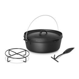 Katilinis ketaus medžioklės puodas ugnies grilio viryklės sk. 31cm 6L + STOVAS