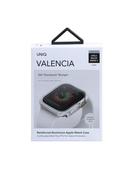 UNIQ Valencia dėklas Apple Watch 4 / 5 / 6 / SE 40mm - sidabrinis UNIQ Valencia dėklas Apple Watch 4 / 5 / 6 / SE 40mm - sidabrinis