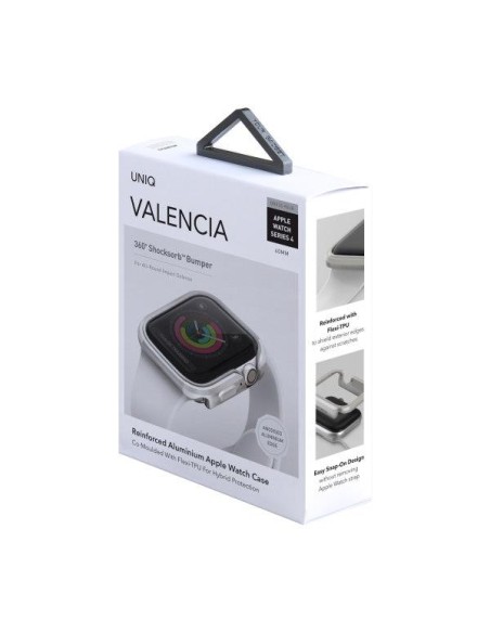UNIQ Valencia dėklas Apple Watch 4 / 5 / 6 / SE 40mm - sidabrinis UNIQ Valencia dėklas Apple Watch 4 / 5 / 6 / SE 40mm - sidabrinis
