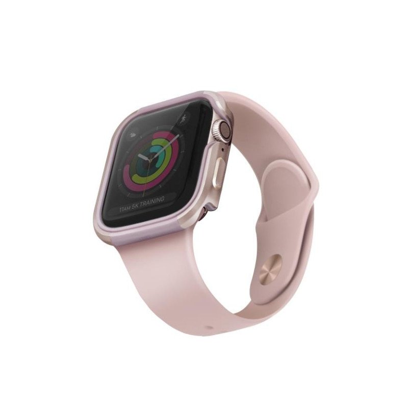 UNIQ Valencia dėklas Apple Watch 4 / 5 / 6 / SE 44mm - rožinė ir auksinė UNIQ Valencia dėklas Apple Watch 4 / 5 / 6 / SE 44mm - rožinė ir auksinė