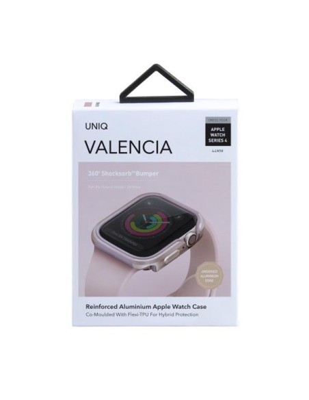 UNIQ Valencia dėklas Apple Watch 4 / 5 / 6 / SE 44mm - rožinė ir auksinė UNIQ Valencia dėklas Apple Watch 4 / 5 / 6 / SE 44mm - rožinė ir auksinė