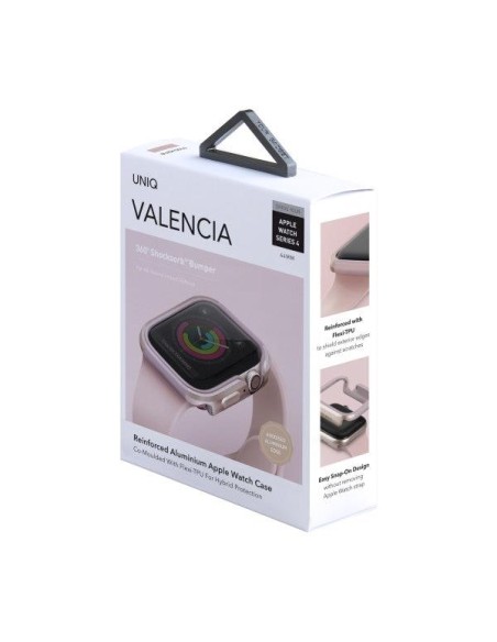 UNIQ Valencia dėklas Apple Watch 4 / 5 / 6 / SE 44mm - rožinė ir auksinė UNIQ Valencia dėklas Apple Watch 4 / 5 / 6 / SE 44mm - rožinė ir auksinė