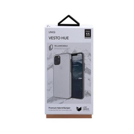 UNIQ Vesto Hue dėklas, skirtas iPhone 11 Pro Max - skaidrus ir sidabrinis UNIQ Vesto Hue dėklas, skirtas iPhone 11 Pro Max - skaidrus ir sidabrinis