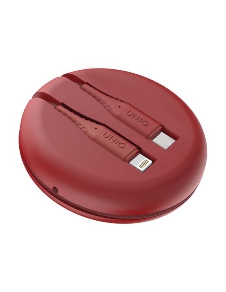 MFi UNIQ Halo USB-C / Lightning 18W nailono suvyniotas laidas 1,2 m - raudonas MFi UNIQ Halo USB-C / Lightning 18W nailono suvyniotas laidas 1,2 m - raudonas