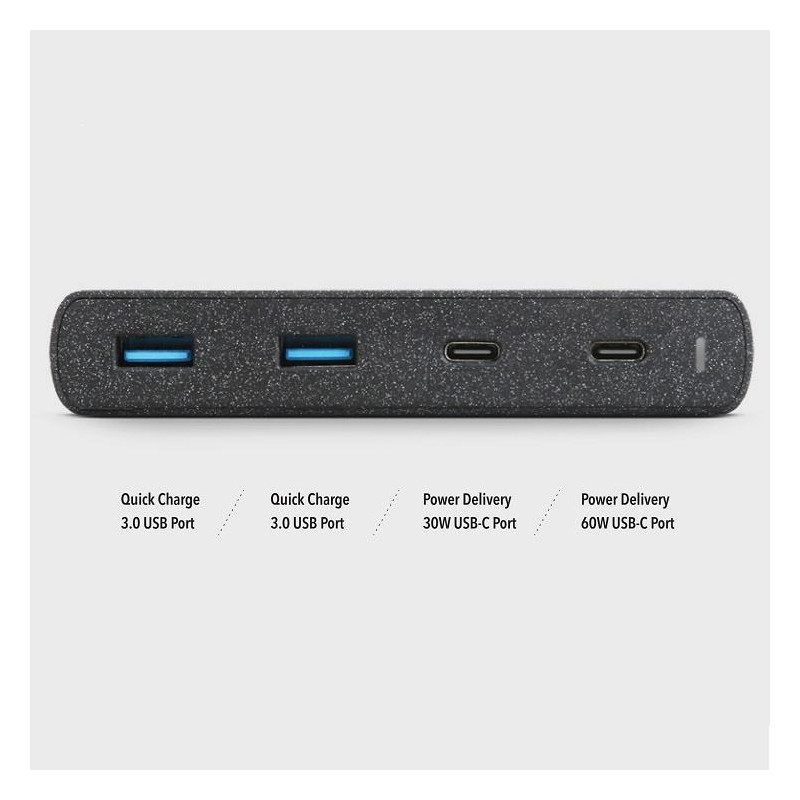 HUB UNIQ Surge LITHOS Collective 90W 2xUSB-A QC 3.0 / 2xUSB-C PD 3.0 - juodas