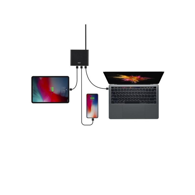 HUB UNIQ Surge LITHOS Collective 90W 2xUSB-A QC 3.0 / 2xUSB-C PD 3.0 - juodas