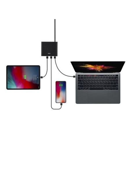 HUB UNIQ Surge LITHOS Collective 90W 2xUSB-A QC 3.0 / 2xUSB-C PD 3.0 - juodas HUB UNIQ Surge LITHOS Collective 90W 2xUSB-A QC 3.0 / 2xUSB-C PD 3.0 - juodas