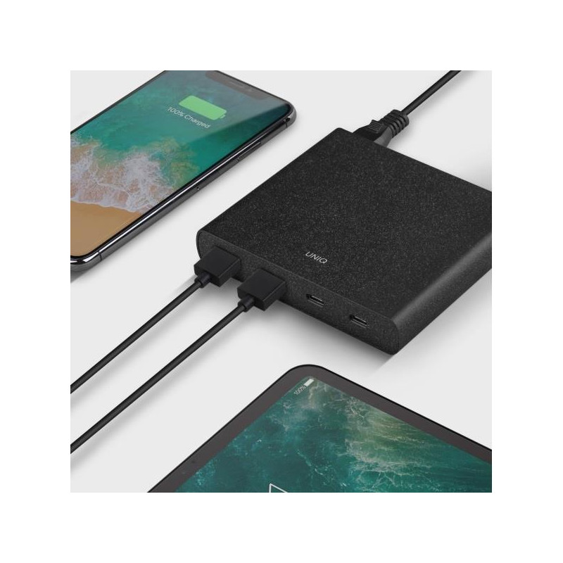 HUB UNIQ Surge LITHOS Collective 90W 2xUSB-A QC 3.0 / 2xUSB-C PD 3.0 - juodas