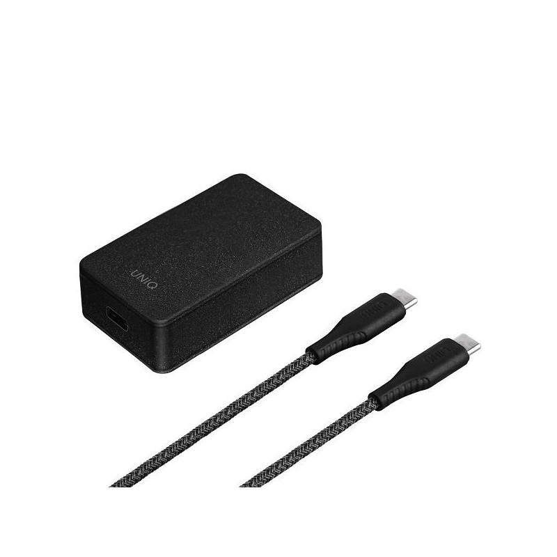 UNIQ Versa Slim LITHOS Collective USB-C PD 18W sieninis įkroviklis + USB-C / USB-C laidas - juodas