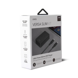 UNIQ Versa Slim LITHOS Collective USB-C PD 18W sieninis įkroviklis + USB-C / USB-C laidas - juodas