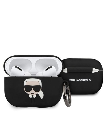 Karl Lagerfeld Silicone Ikonik dėklas, skirtas AirPods Pro - juodas Karl Lagerfeld Silicone Ikonik dėklas, skirtas AirPods Pro - juodas