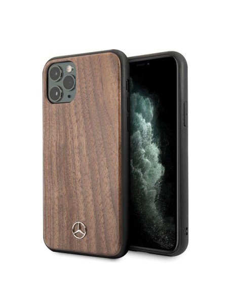 Mercedes Wood Line Walnut dėklas iPhone 11 Pro Max - rudas