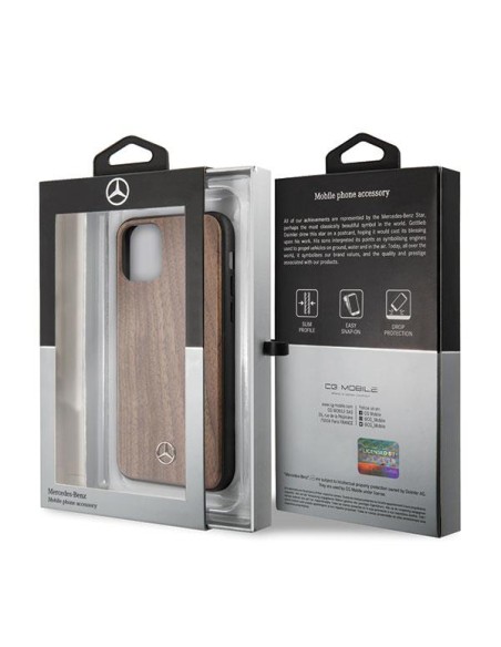 Mercedes Wood Line Walnut dėklas iPhone 11 Pro Max - rudas