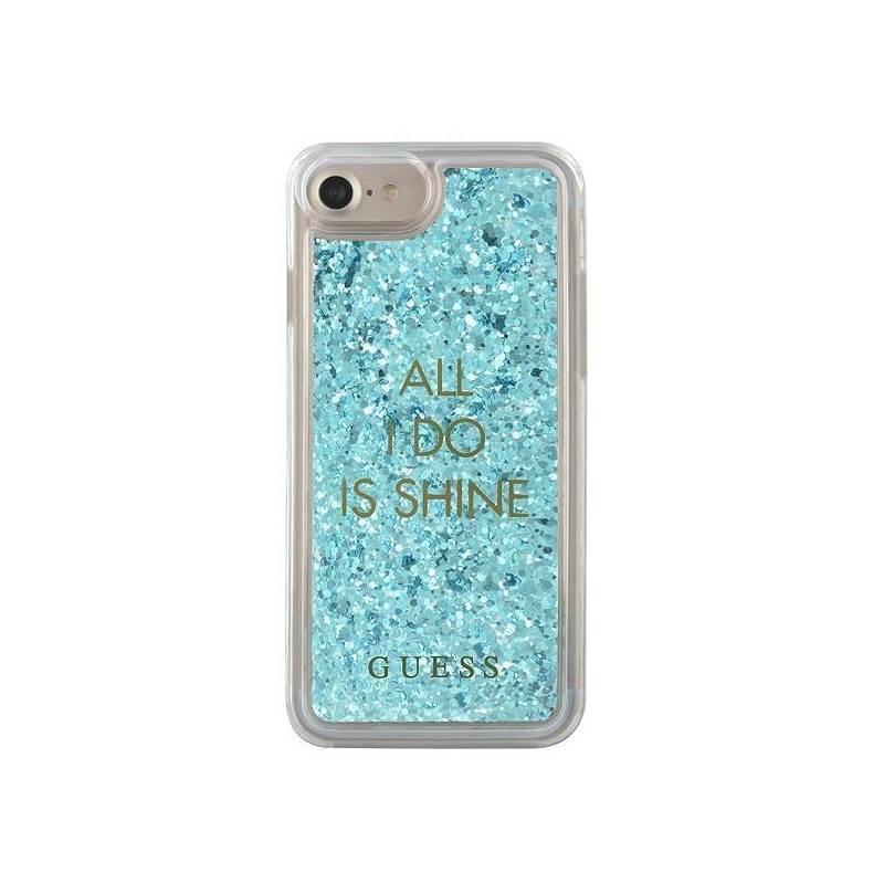 Guess Liquid Glitter Party dėklas, skirtas iPhone 6 / 7 / 8 / SE 2020 / SE 2022 - mėlynas