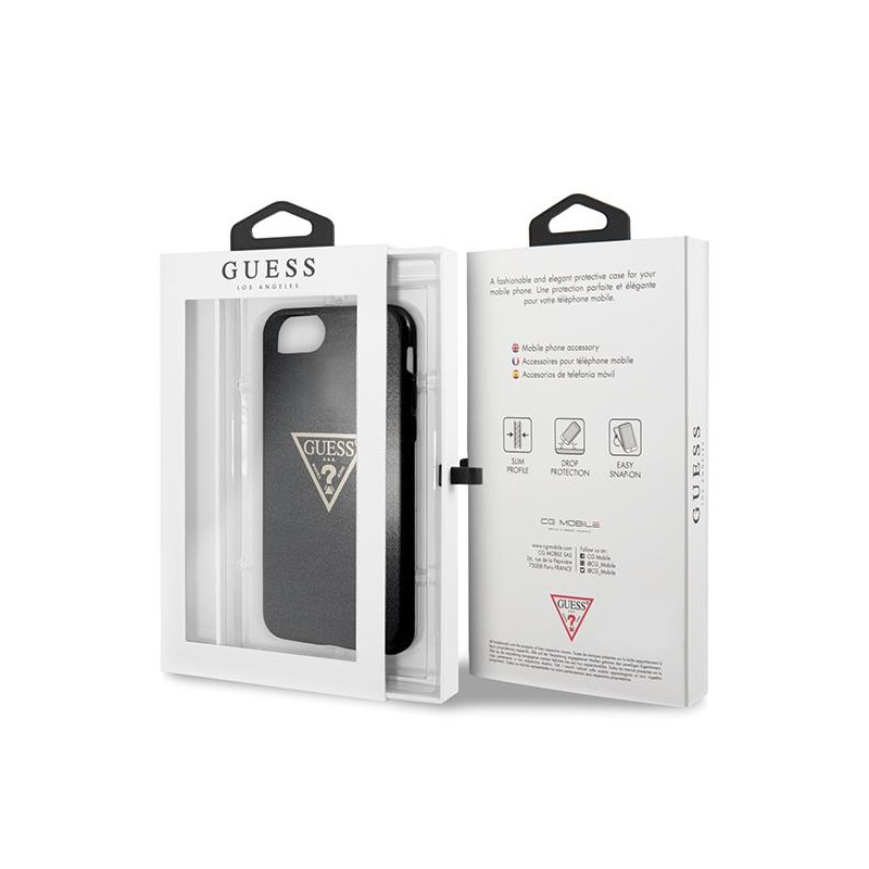 Guess Glitter Triangle dėklas, skirtas iPhone 7 / 8 / SE 2020 / SE 2022 - juodas