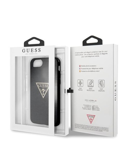 Guess Glitter Triangle dėklas, skirtas iPhone 7 / 8 / SE 2020 / SE 2022 - juodas Guess Glitter Triangle dėklas, skirtas iPhone 7 / 8 / SE 2020 / SE 2022 - juodas