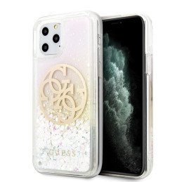 Guess Gradient Liquid Glitter Circle Logo dėklas skirtas iPhone 11 Pro - skaidrus