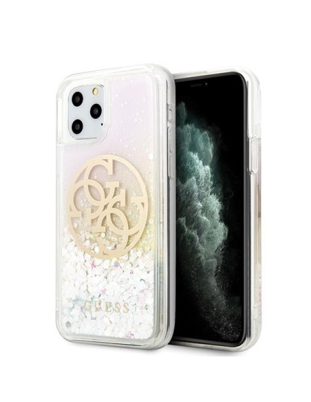 Guess Gradient Liquid Glitter Circle Logo dėklas skirtas iPhone 11 Pro - skaidrus