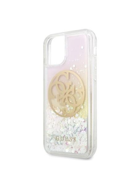 Guess Gradient Liquid Glitter Circle Logo dėklas skirtas iPhone 11 Pro - skaidrus