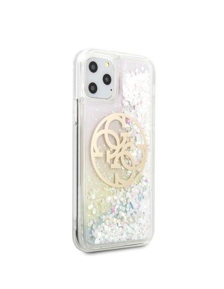 Guess Gradient Liquid Glitter Circle Logo dėklas skirtas iPhone 11 Pro - skaidrus