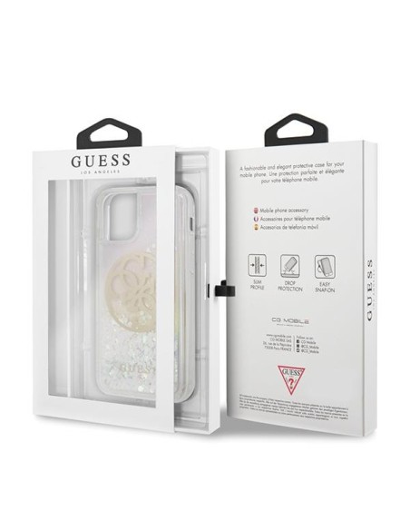 Guess Gradient Liquid Glitter Circle Logo dėklas skirtas iPhone 11 Pro - skaidrus