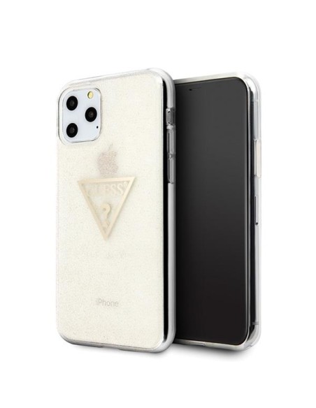 Guess Glitter Triangle dėklas iPhone 11 Pro - auksinis Guess Glitter Triangle dėklas iPhone 11 Pro - auksinis