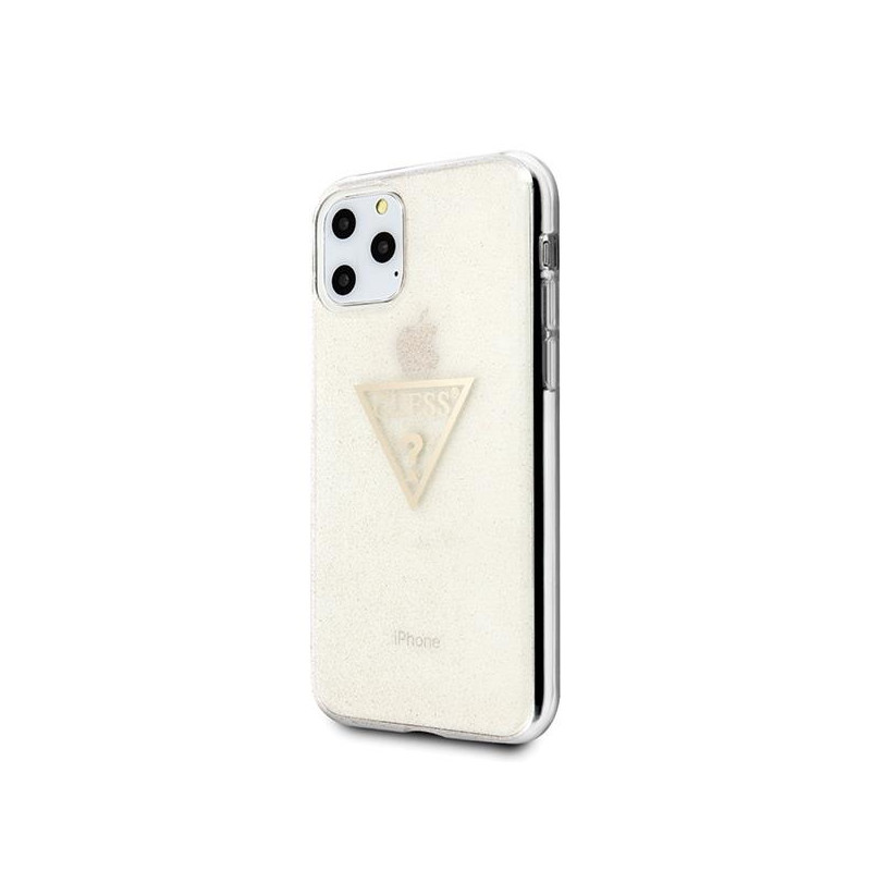 Guess Glitter Triangle dėklas iPhone 11 Pro - auksinis