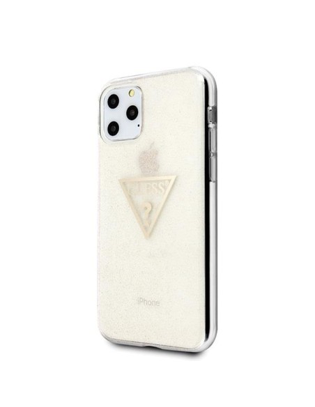 Guess Glitter Triangle dėklas iPhone 11 Pro - auksinis Guess Glitter Triangle dėklas iPhone 11 Pro - auksinis