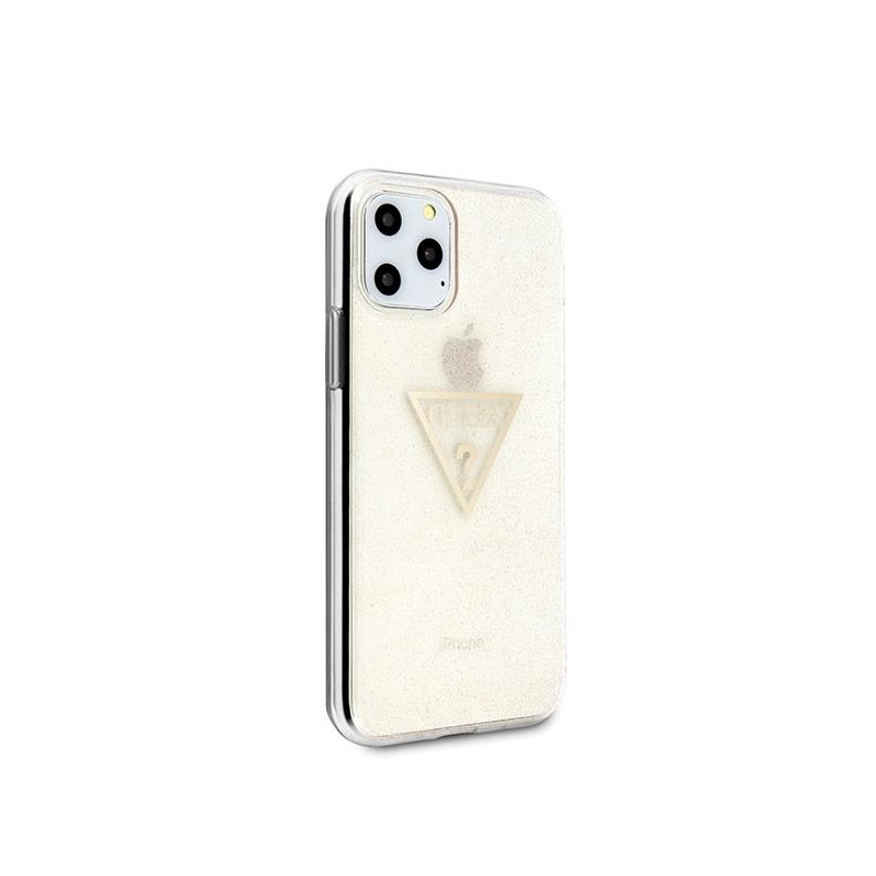 Guess Glitter Triangle dėklas iPhone 11 Pro - auksinis