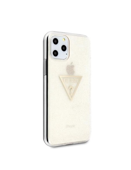 Guess Glitter Triangle dėklas iPhone 11 Pro - auksinis Guess Glitter Triangle dėklas iPhone 11 Pro - auksinis