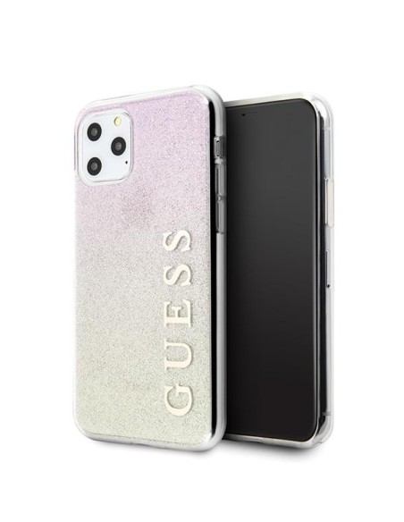 Guess GUHCN65PCUGLGPI iPhone 11 Pro Max rožinio aukso/ aukso rožinis kietas dėklas Gradient Glitter Guess GUHCN65PCUGLGPI iPhone 11 Pro Max rožinio aukso/ aukso rožinis kietas dėklas Gradient Glitter